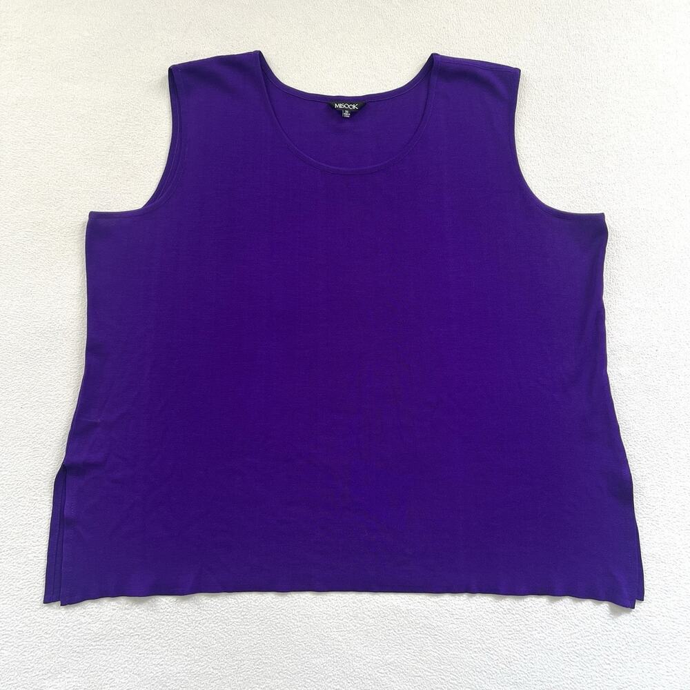 Misook Women Solid Purple Acrylic Knit Tank Sleeveless Scoop Neck Top Classic 3X